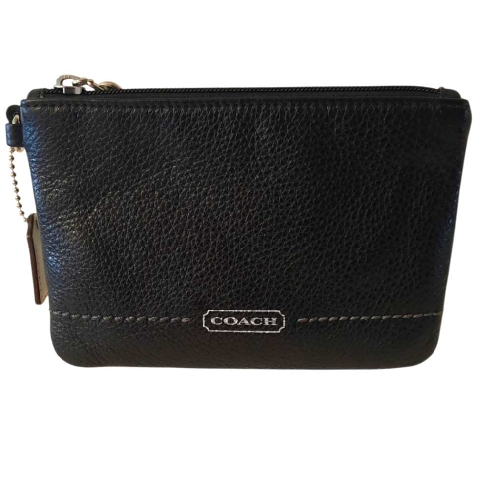 COACH F50078 Campbell Small Leather Wristlet w/Zipper Closure Black